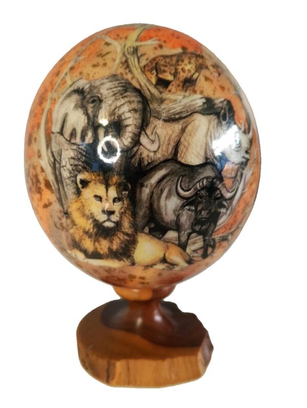 Big 5 Painted Ostrich Egg