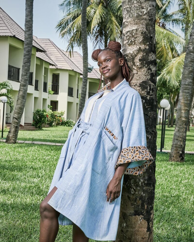 Hand Woven Kimono with a Touch of Kitenge