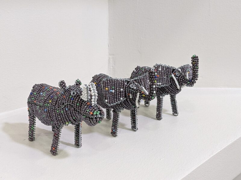 Wire and beaded elephant figurine
