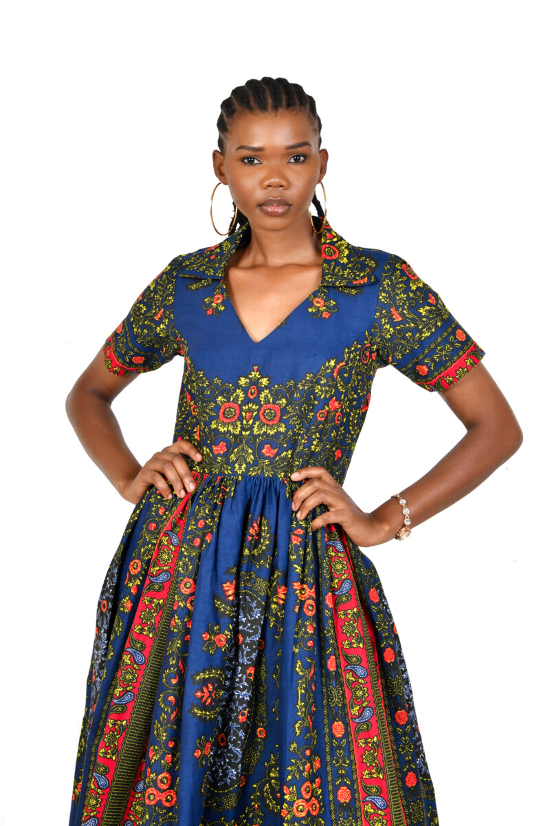 Midi V Neck Dress with Half Sleeves - Image 2