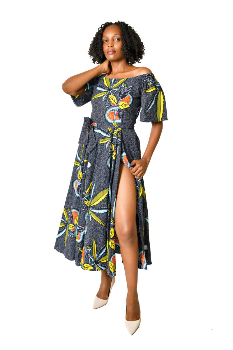 Scoop Neck Bell Sleeve Midi Dress