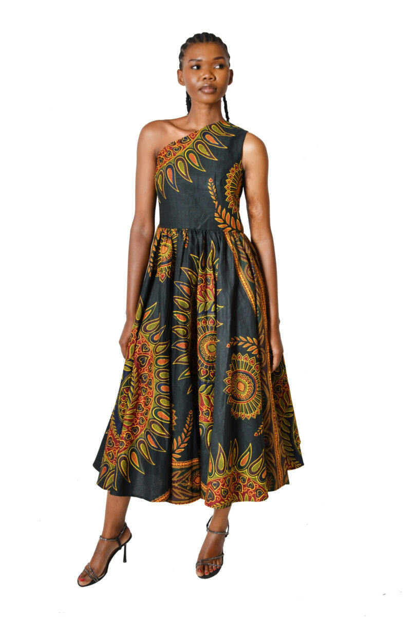 Midi Dress Asymmetric Halter