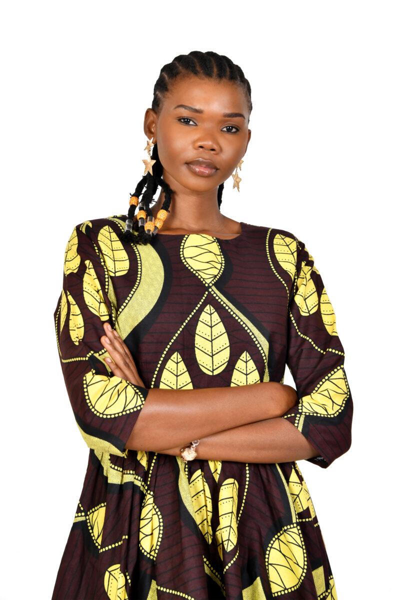 Three Quarter Sleeve Knee Lenght Kitenge Dress - Image 2