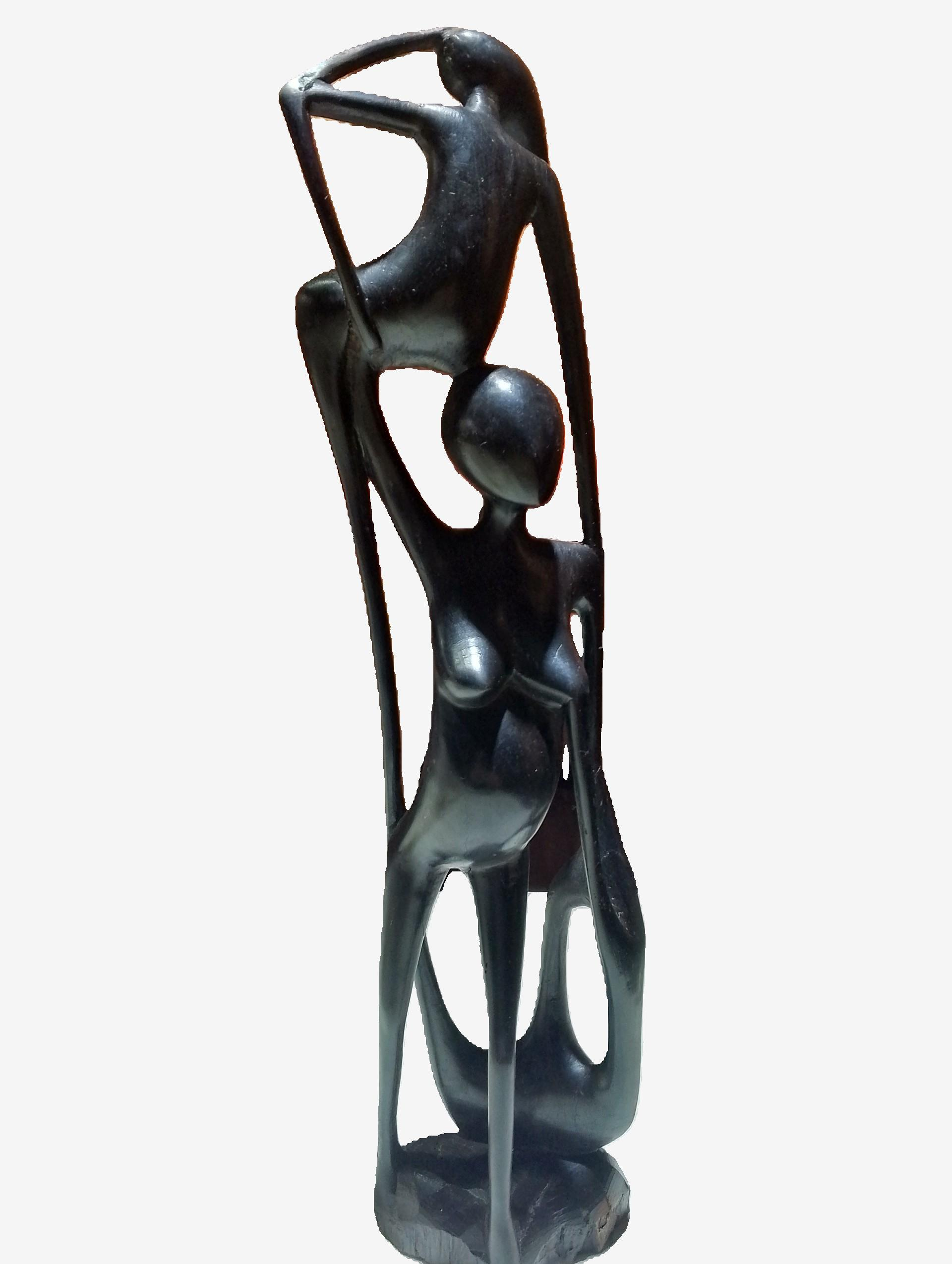 Hand-carved African Family Sculpture, embodying African Artifacts Heritage