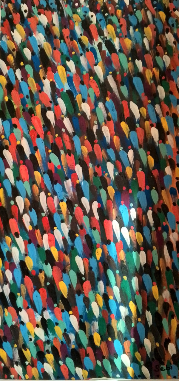 Unique Original African Modern Abstract Painting- The Ferry Crossing