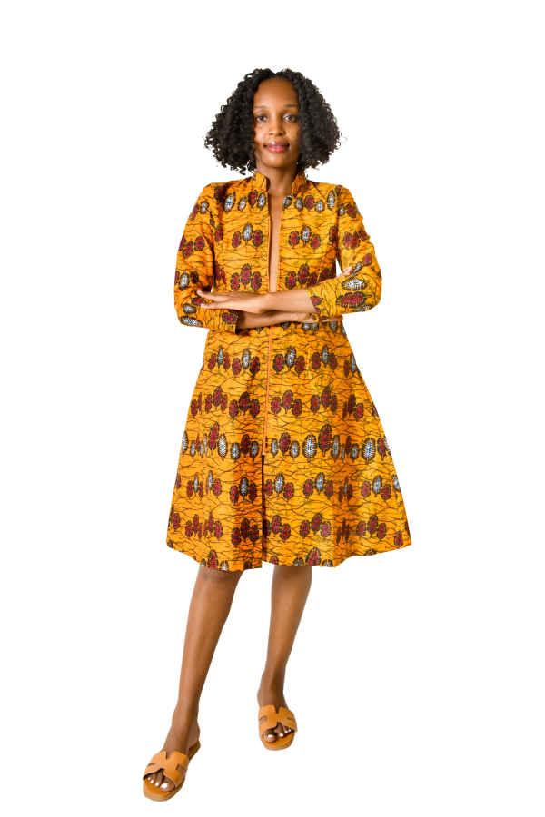Knee-Length Dress – Long Sleeve – Cotton – Handmade Women’s Fashion