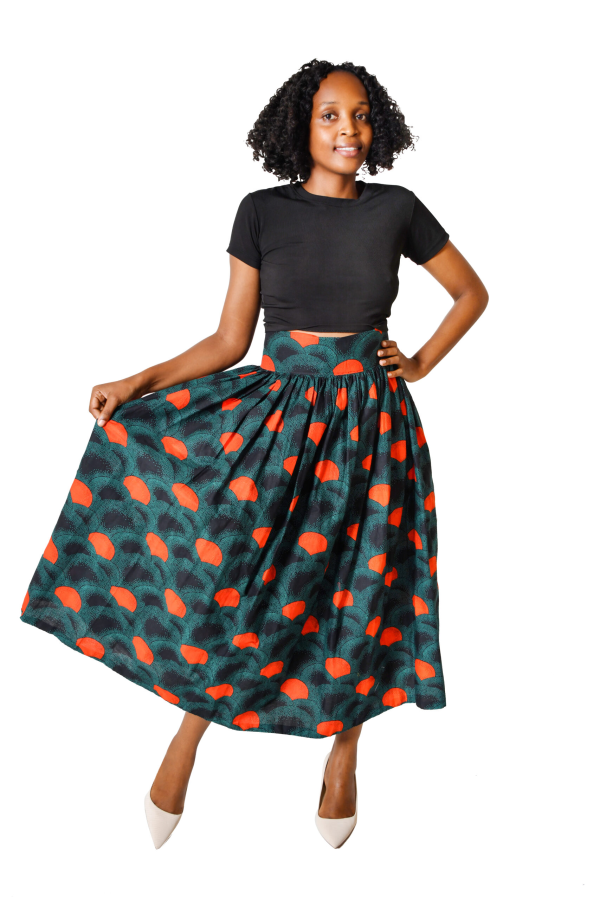 Midi A-Line Skirt – Kitenge Print | Handmade Women’s Fashion