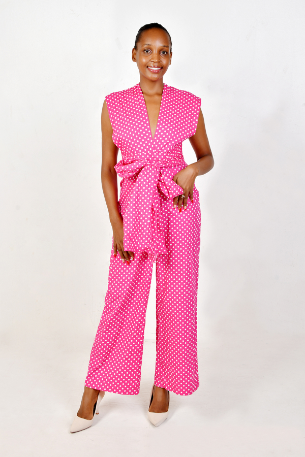 Tie Top Jumpsuit – V Neck Sleeveless One-Piece Outfit | Handmade Women’s Fashion