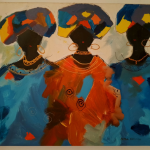 Original Africa Oil Painting on Canvas – Sisterhood in Head Ties