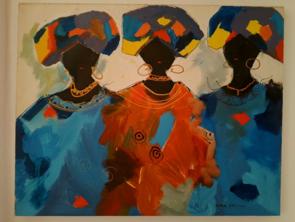 Original Africa Oil Painting on Canvas – Sisterhood in Head Ties