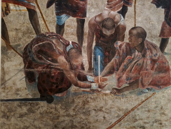 Original African Fine Art – Maasai Warriors Fire
