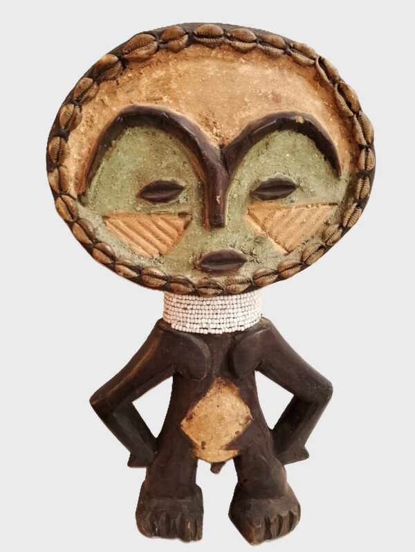 Set of Male and Female Songye-Inspired Fertility Figures – Hand-Carved Kapok Wood with Cowrie Shells & Beads