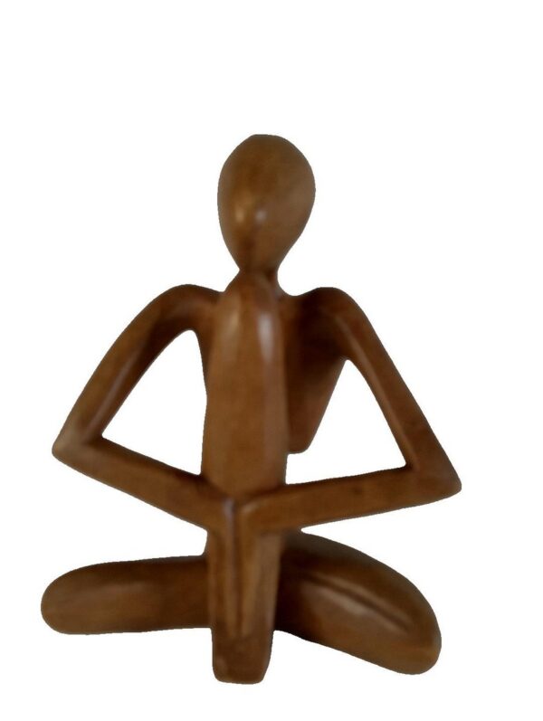 Modern African Wood Sculpture – Abstract Seated Figure – Hand-carved Minimalist Art