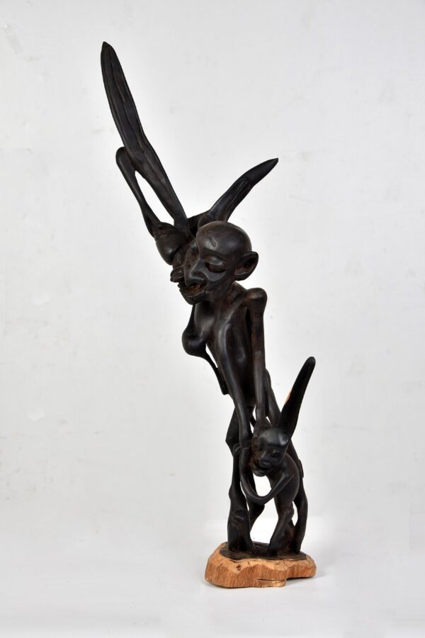 Hand-Carved African Ebony Wood Sculpture – Abstract Tribal Art from Tanzania
