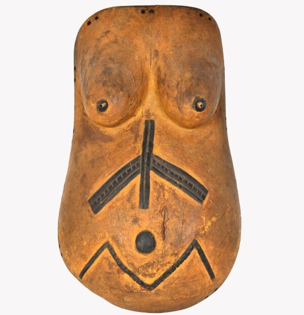 Makonde Body Mask – Hand-Carved Wooden Female Bust Ritual Mask (Amwalindembo)