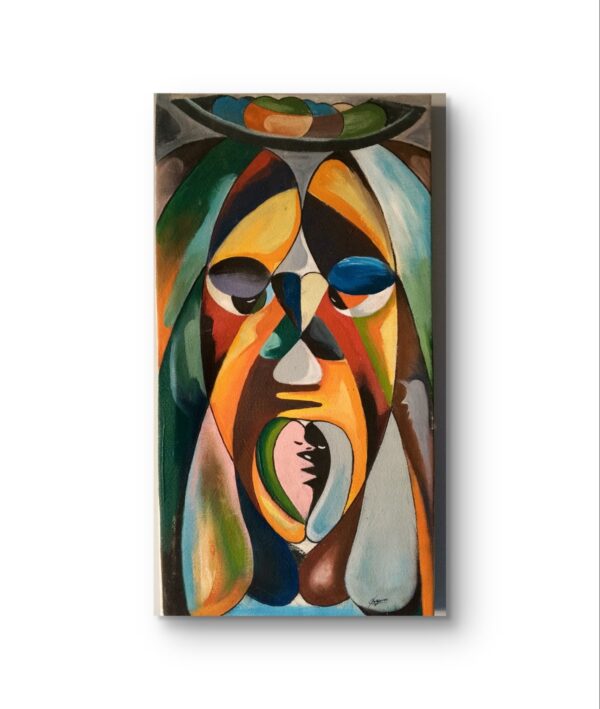 Echoes of Identity – Abstract African Mask-Inspired Painting