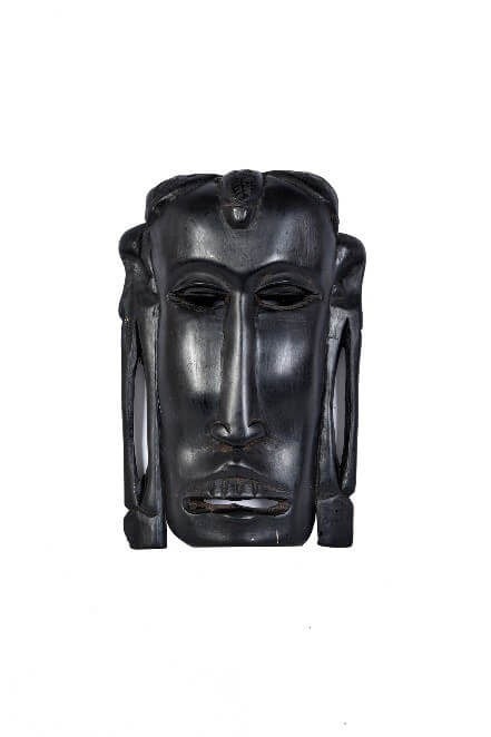 Hand-Carved African Mask in Ebonised Wood, a striking piece of African Artifacts Heritage